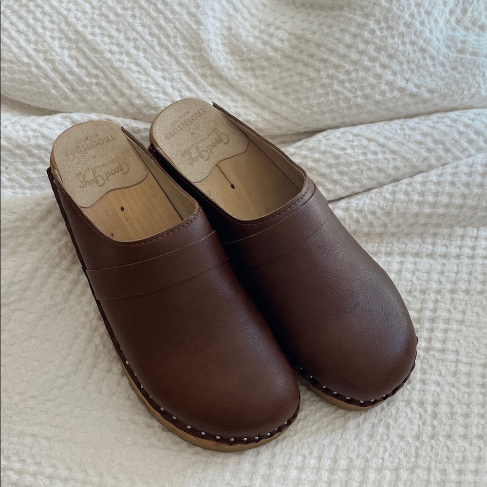 LN Troentorp Classic Brown Leather Clogs Size 36/6